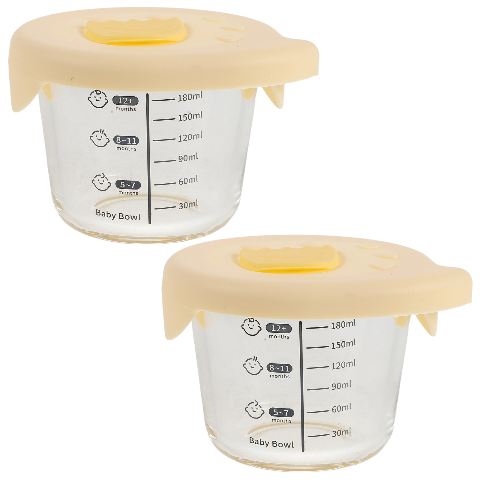 Baby Food Glass Jar - 2Pcs Baby Food Storage Bowls Glass