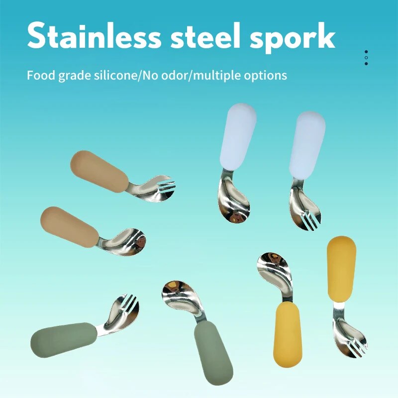Baby Spoon Fork Set 316 Stainl - огляд і ціна Baby Food Utensils Set