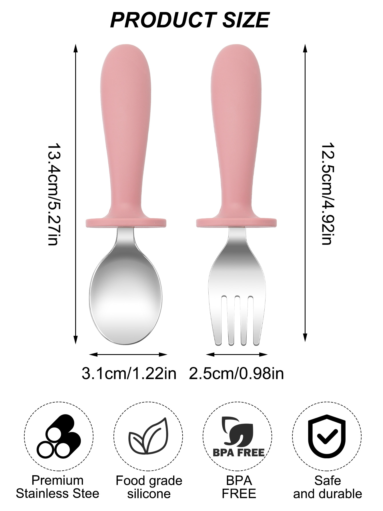 2PCS Stainless Steel Fork Spoo - огляд і ціна Baby Food Utensils Set