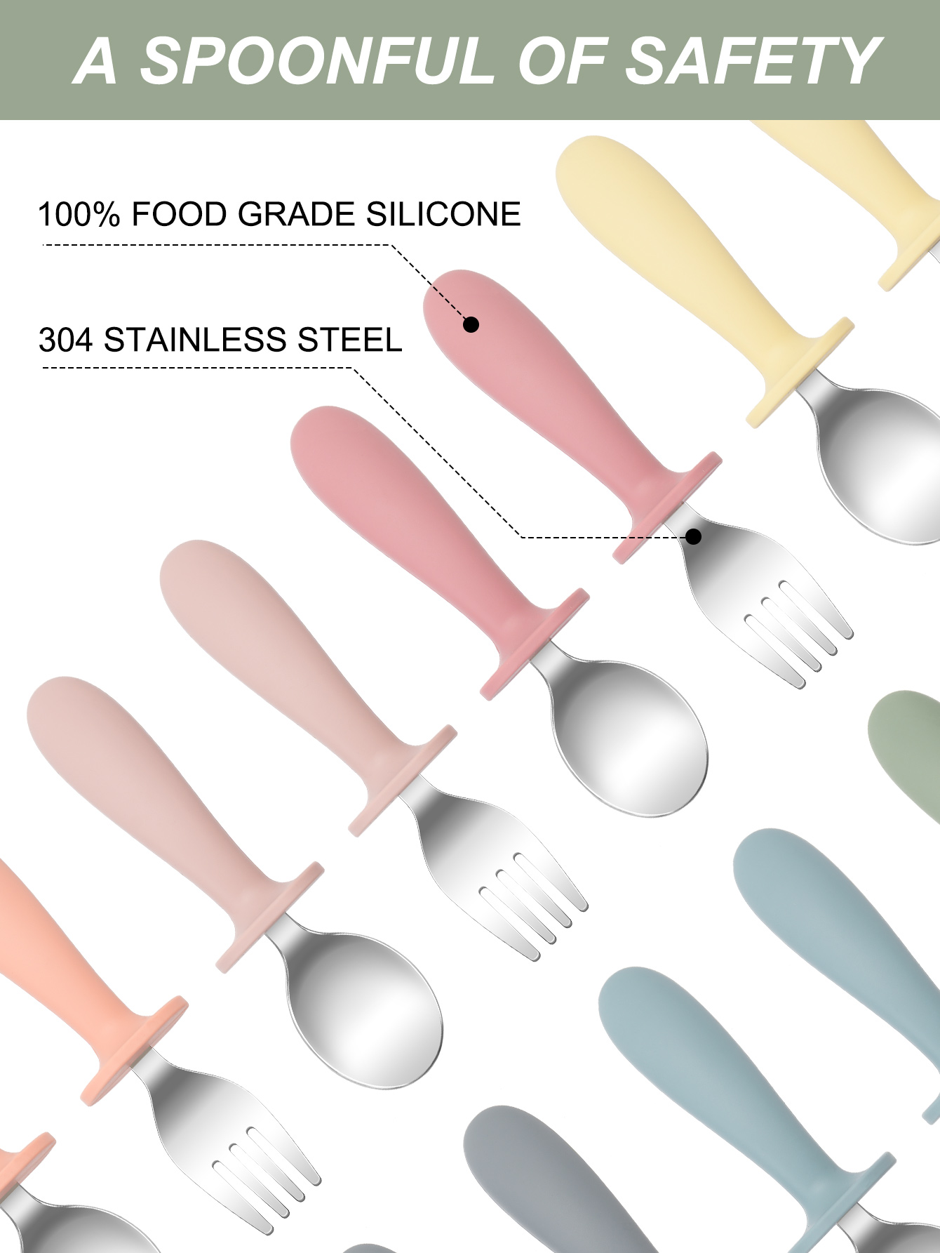 2PCS Stainless Steel Fork Spoo - огляд і ціна Baby Food Utensils Set